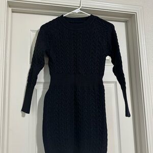 Elegant Black Cable Knit Dress